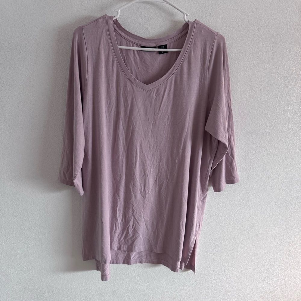 Tahari Lilac Dusty Rose Basic Tunic Top Plus size 1X Pima Cotten Modal Blend
